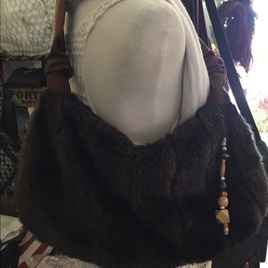 DARK BROWN faux fur shoulder 👜💋💙